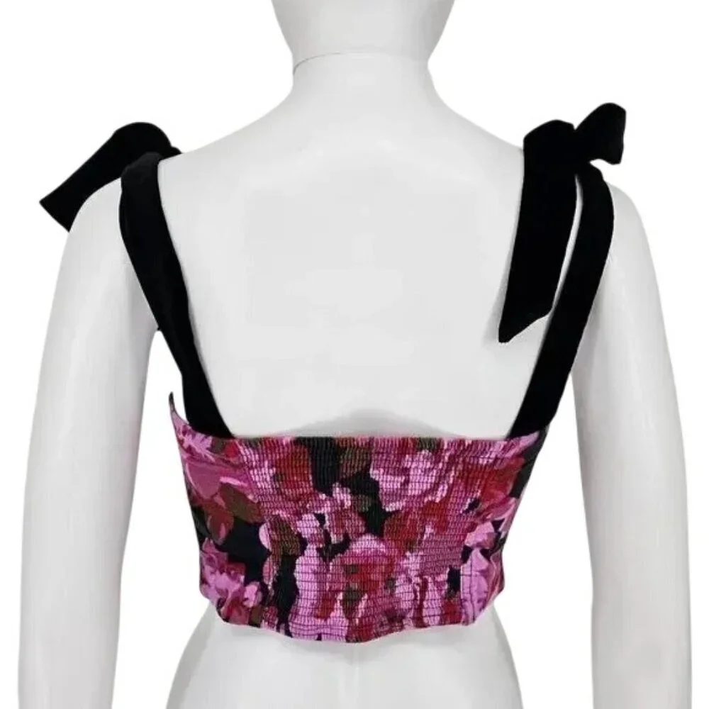 Free People Addie Corset Floral Crop Top in Twilight Combo